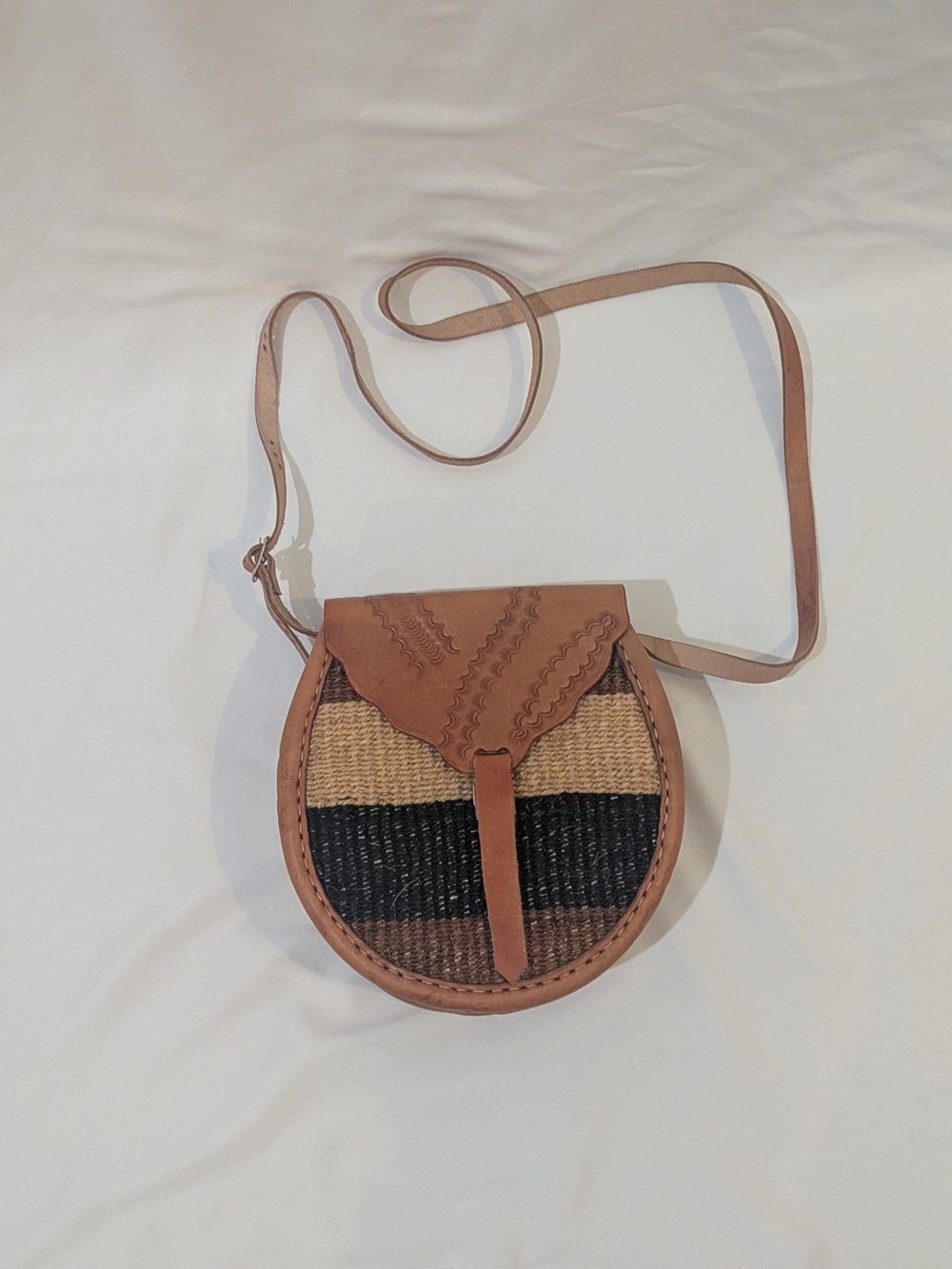 Kiondo Crossbody Bag with Tan Leather Trim